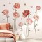 Pink Peony Rose Flower Wall Stickers Boho Floral Peel and Stick Wall Art Decals (Pink)